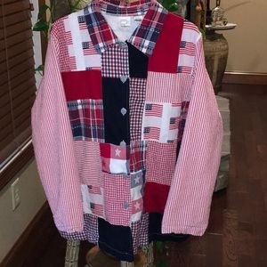 Romans patriotic cotton jacket with sear-sucker
